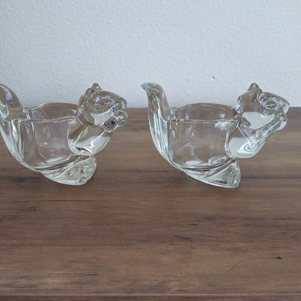 Adorable crystal squirrel candle holders